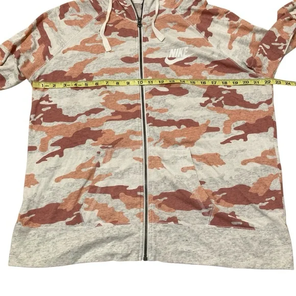 Nike Camo Zip-Up Hoodie Orange Cream Lightweight Athleisure Athletic Women’s XL - Picture 5 of 6